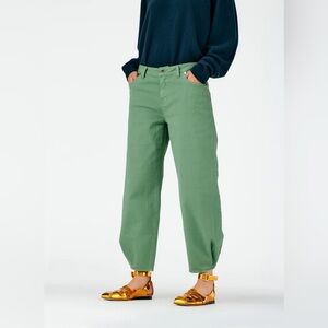 Tibi Cotton Drill Brancusi Pant in Light Carson Green - Regular Length